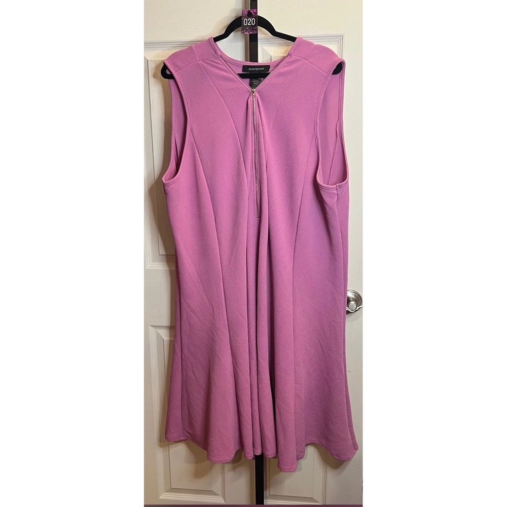 Ashley Stewart Pink Textured Zip Front Fit Flare Dress Plus Size 30/32 Dress